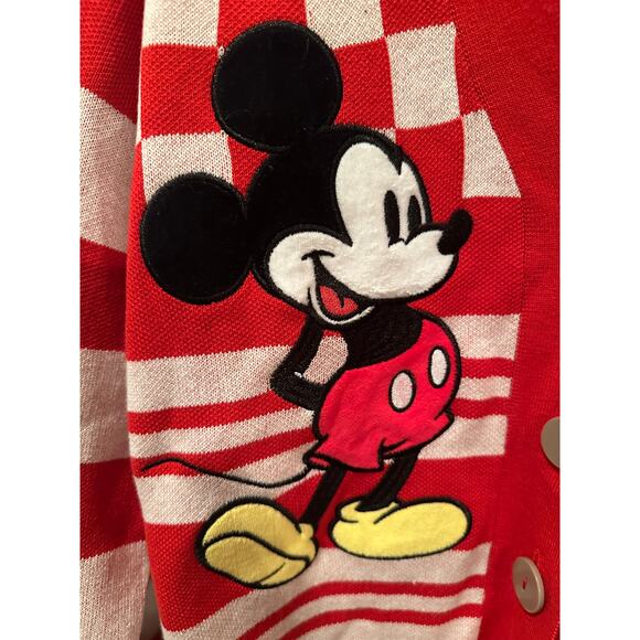 NWT Mickey Mouse Printed Button Front Cardigan - Red n White M - Picture 3 of 6
